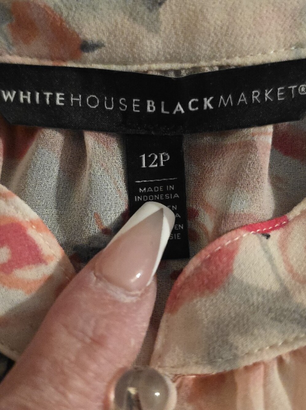 White House Black Market Floral Tie-Neck Blouse - Pink - Picture 6 of 6
